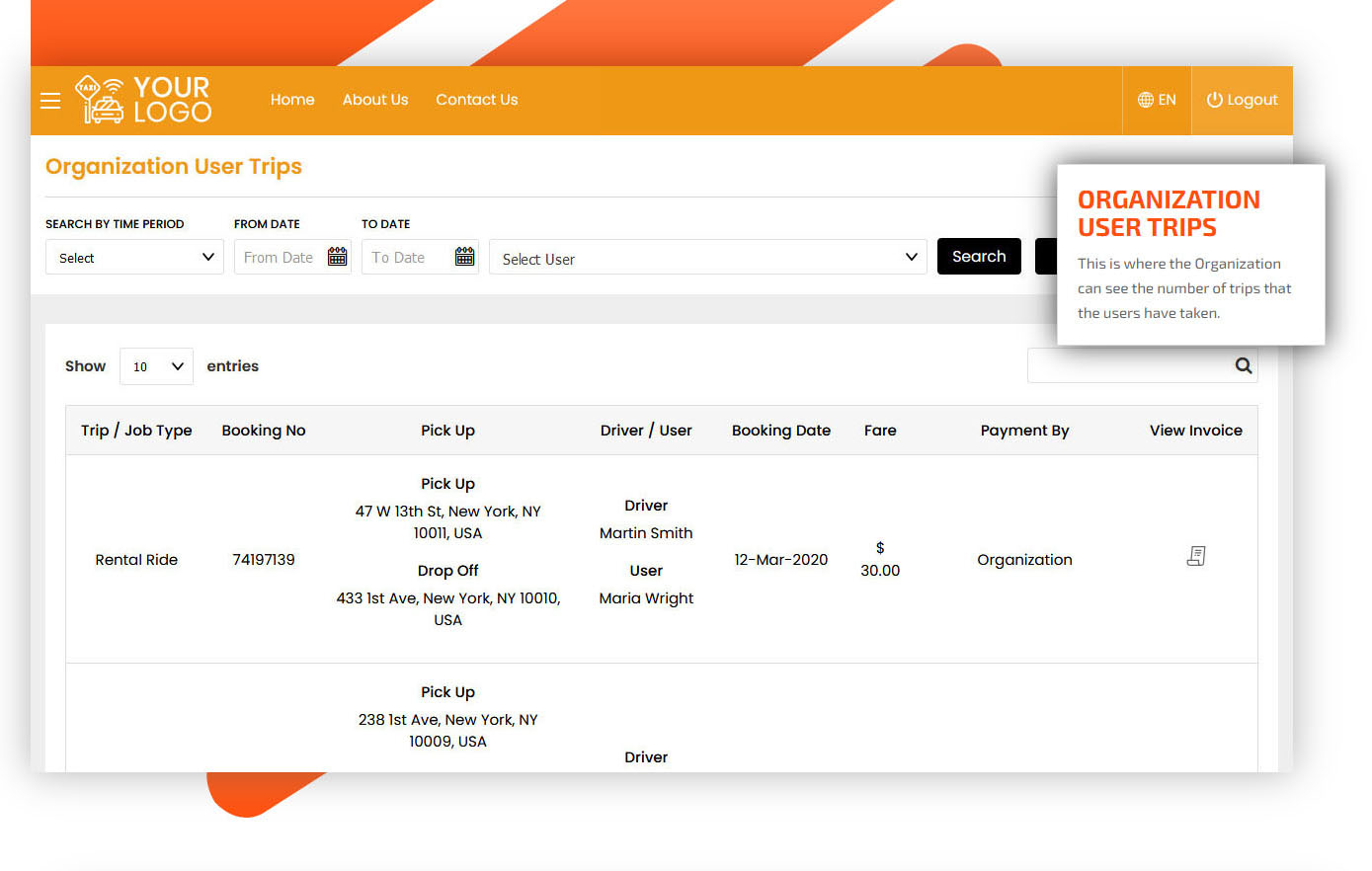 organization user trips