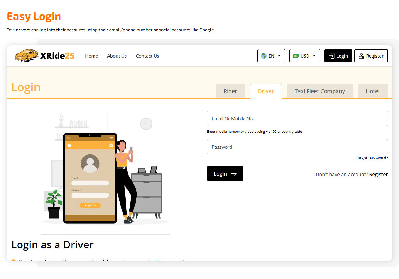 taxi driver login