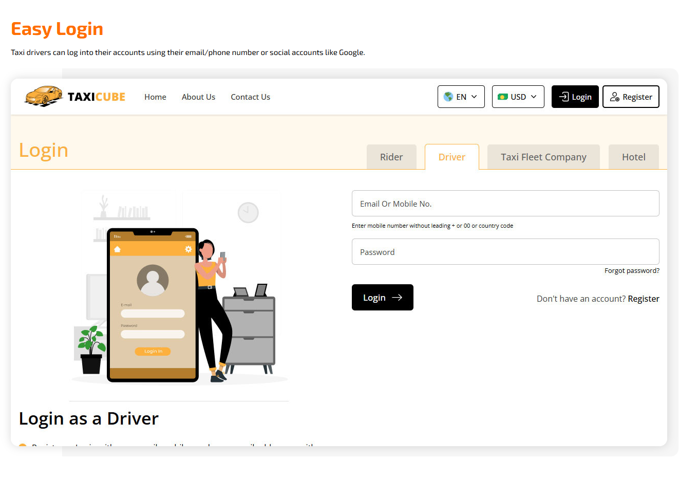 taxi driver login