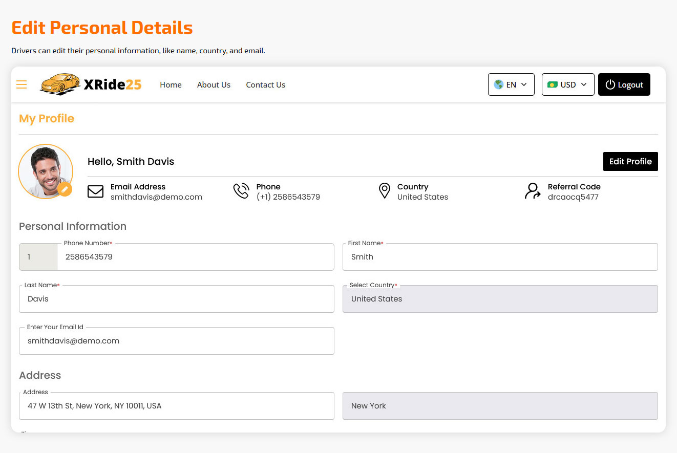 edit personal details