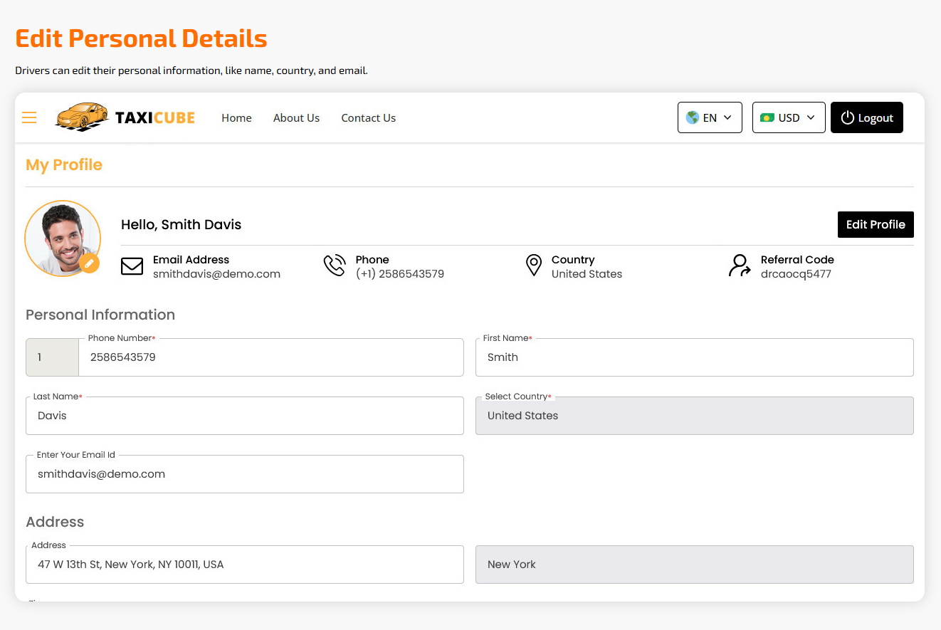 edit personal details