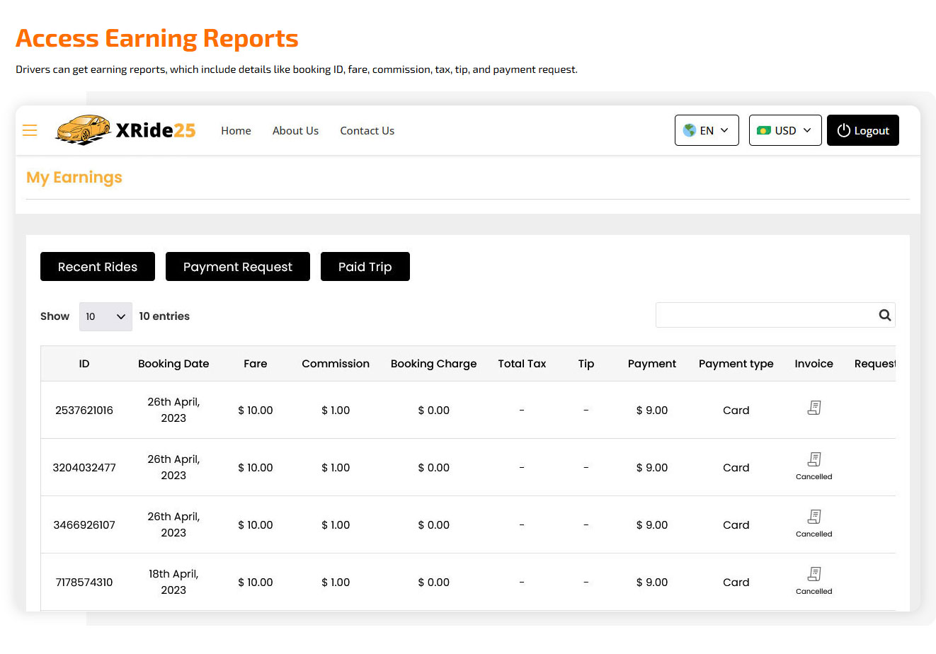 access earning reports