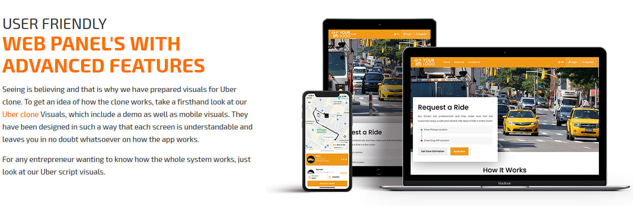 uber clone web panel features