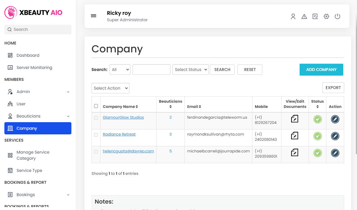 Manage Compan