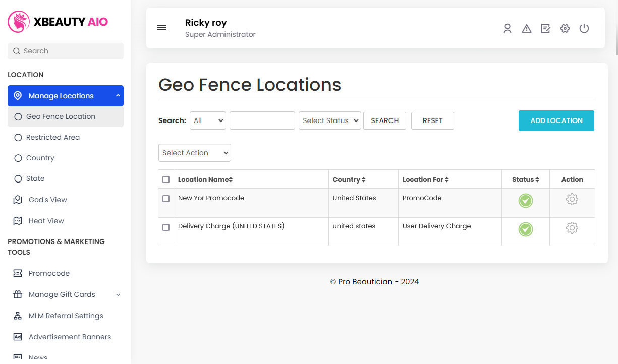 Manage Geo Fence Locations
