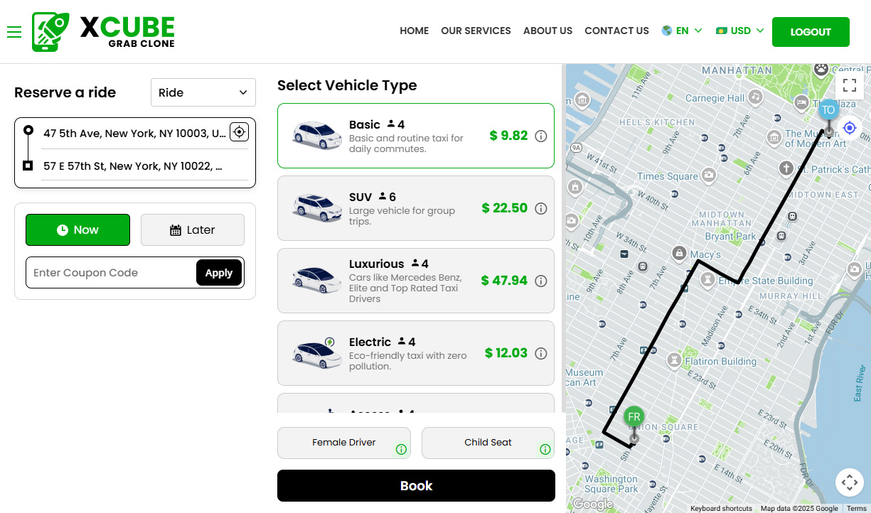 Choose Taxi Types