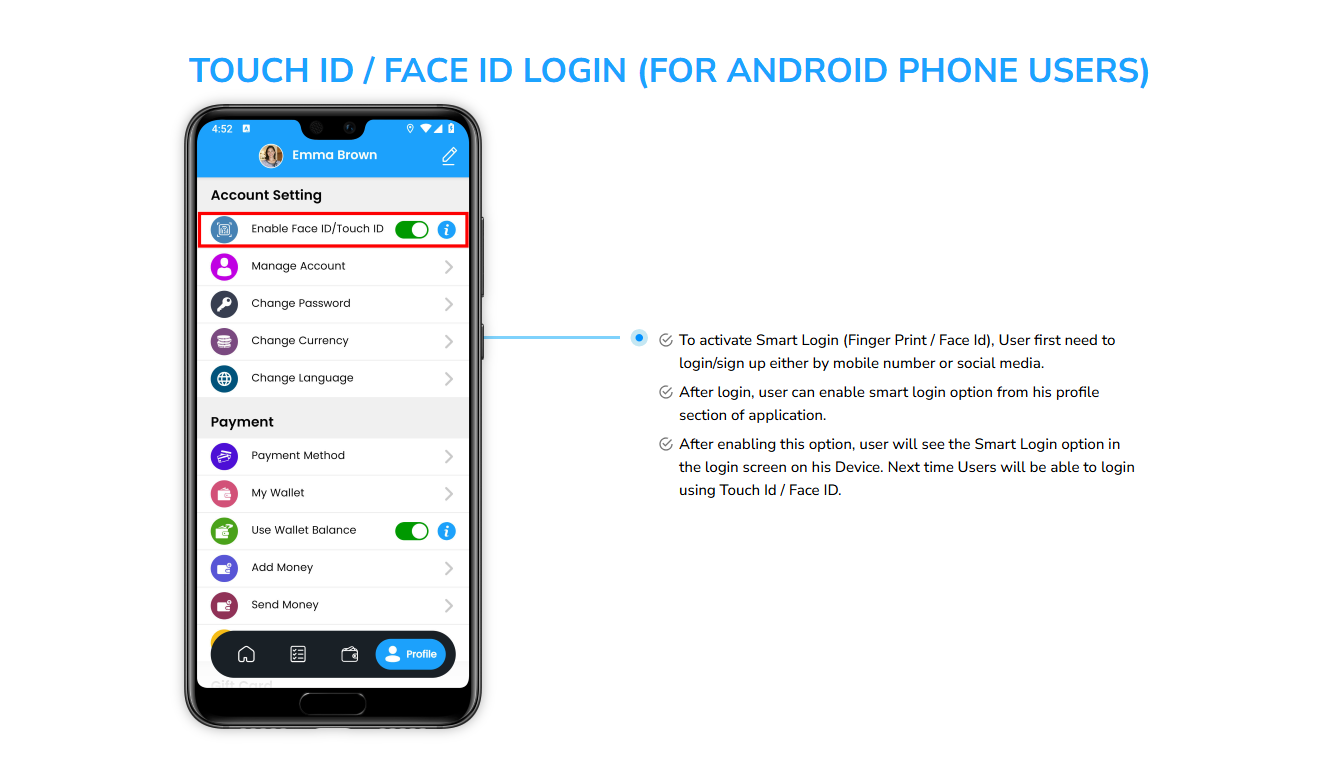 touch id / face id login