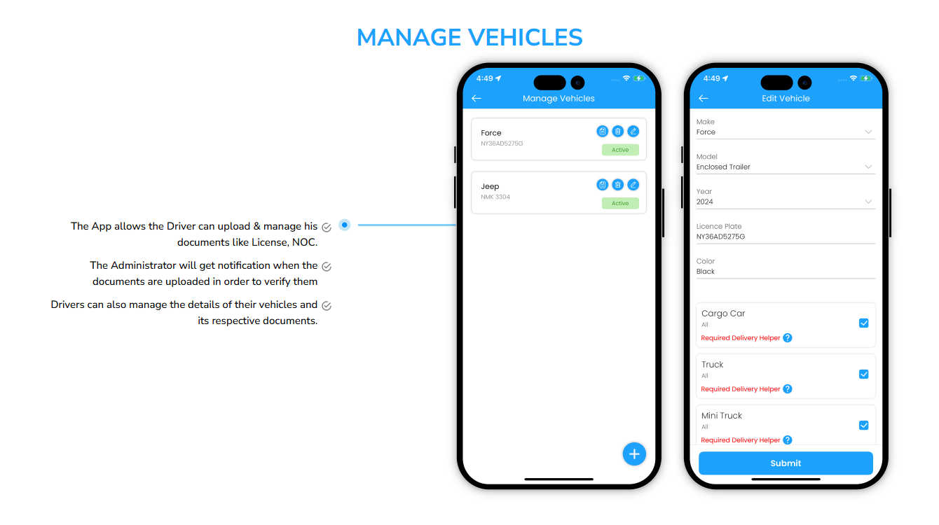 manage vehicles