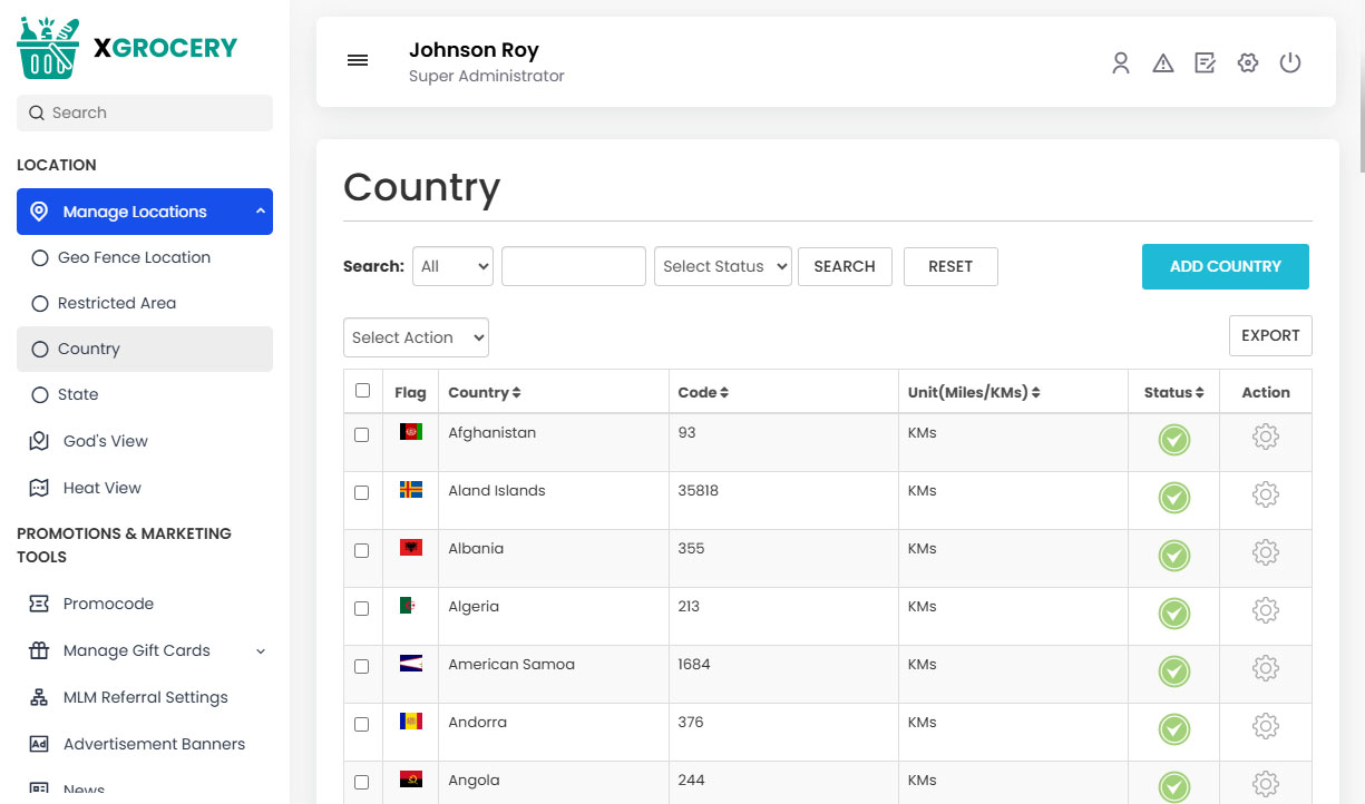Manage Country