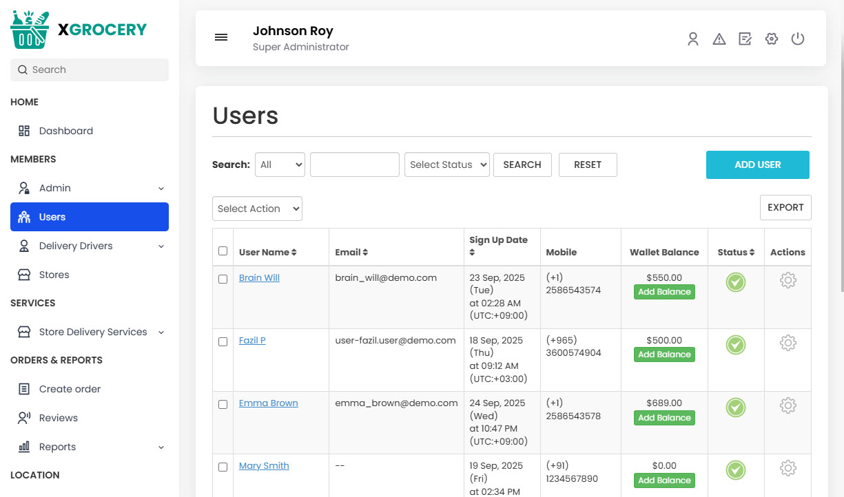 Manage Users