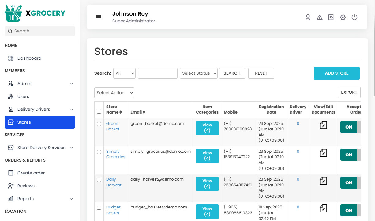 Manage Store