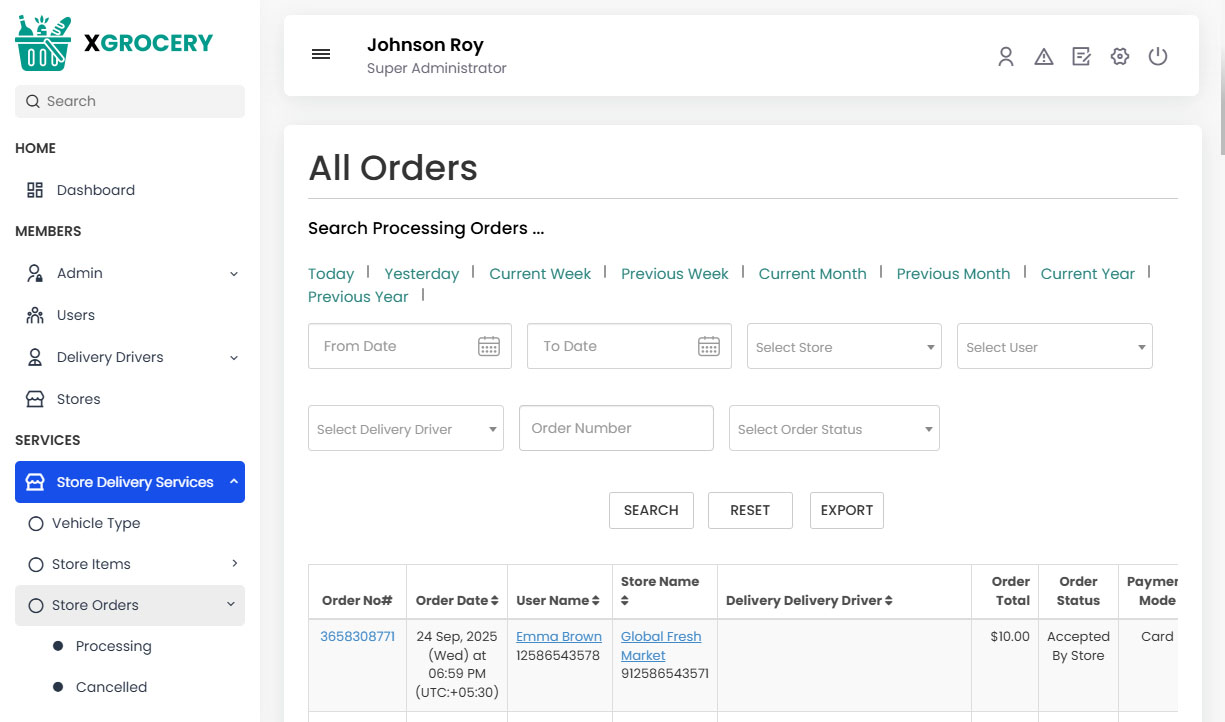 Manage Orders