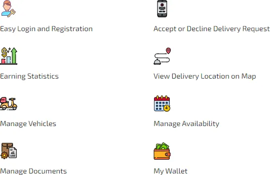 Delivery Driver App features