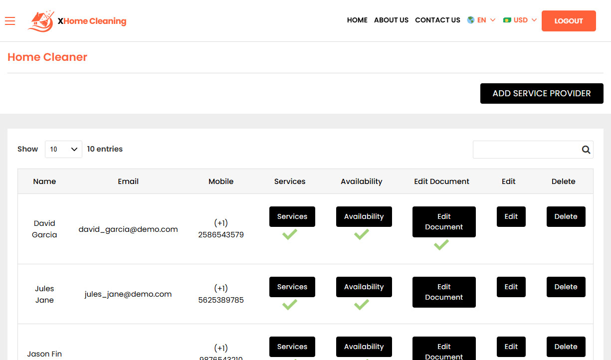 Company - Manage Home Cleaner