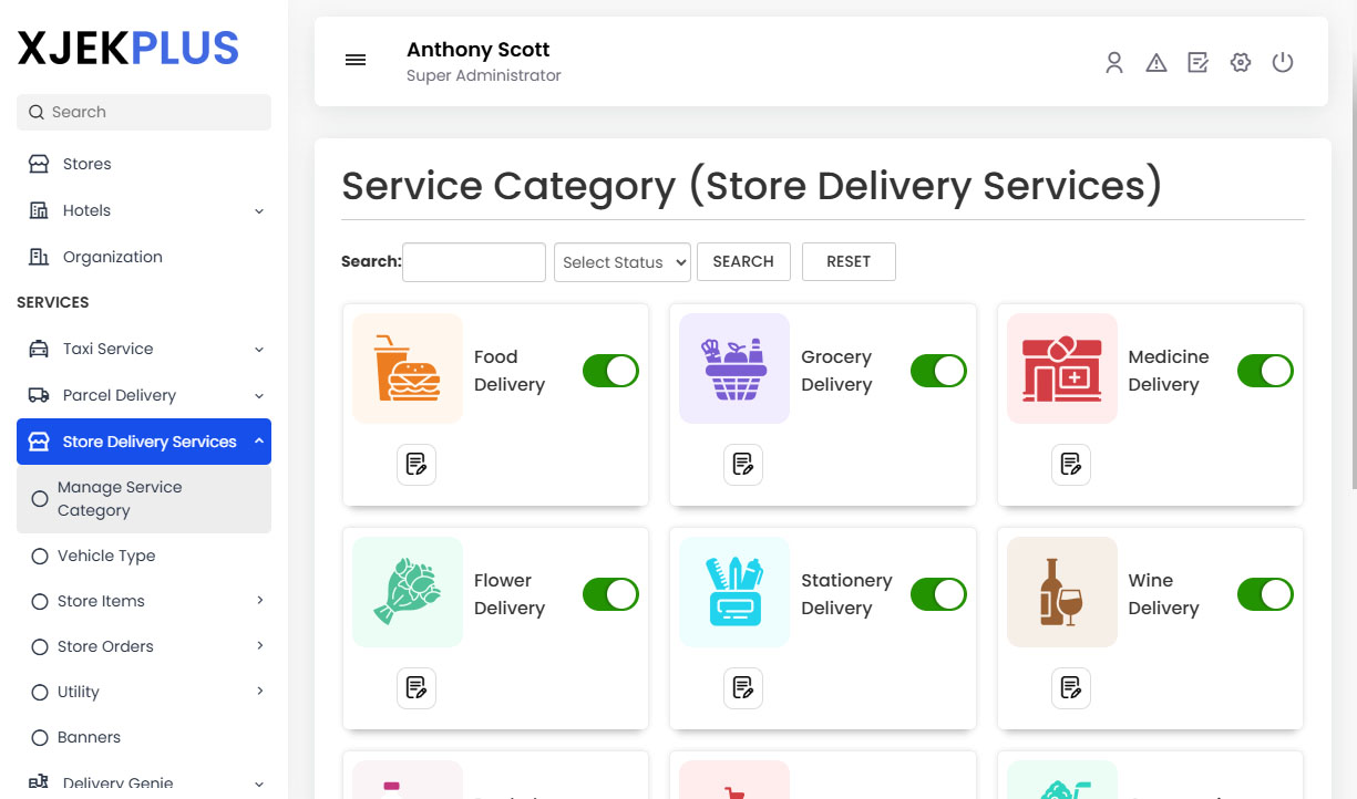 Service Category (store Delivery Services)