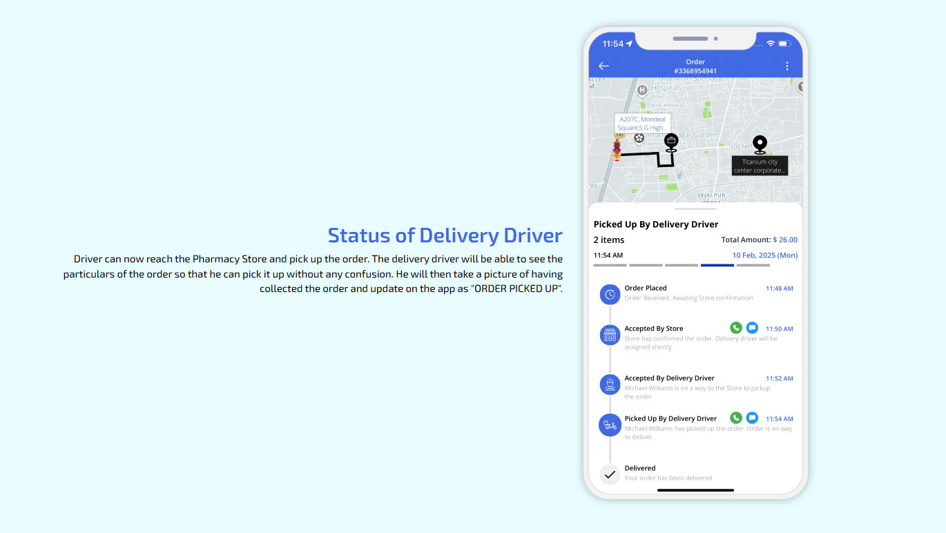 Status of Delivery Driver