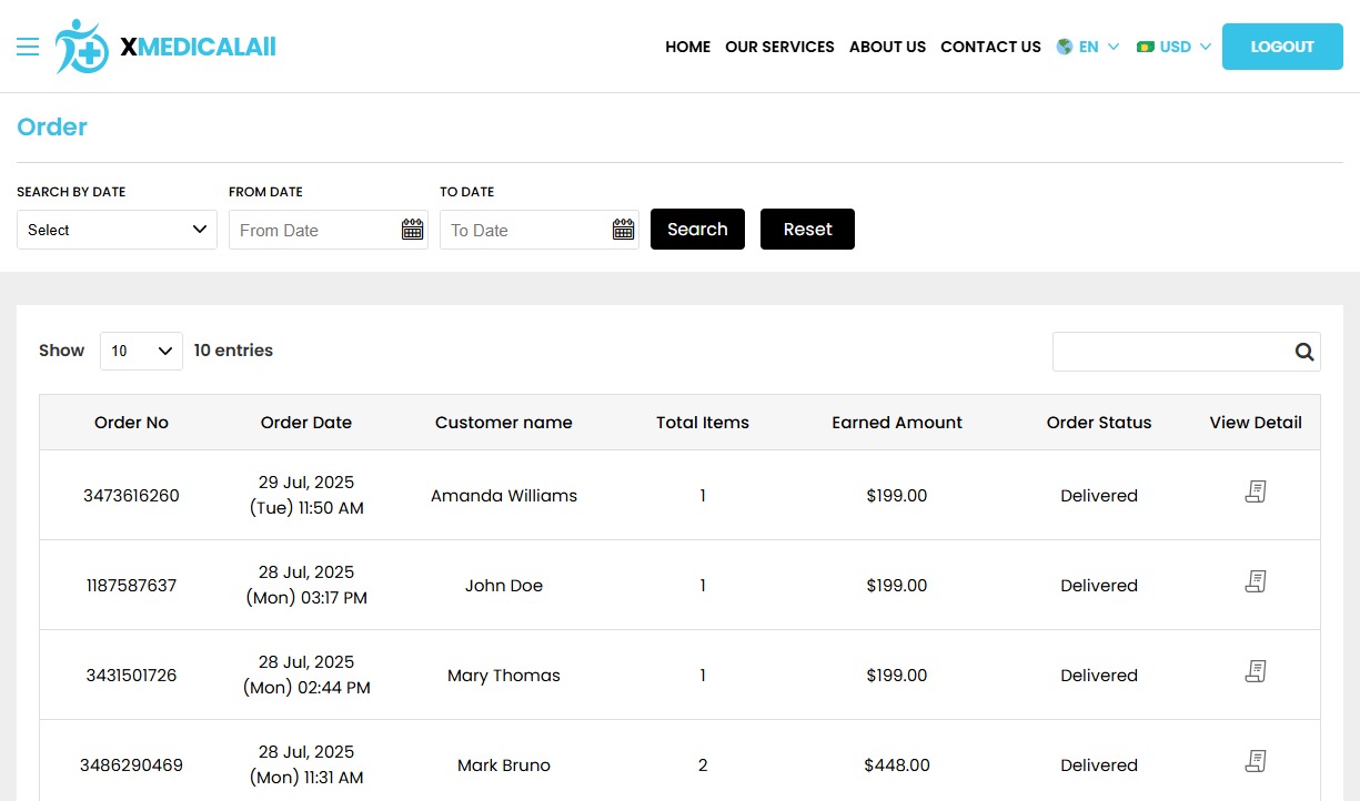 Pharmacy Store Panel - Orders