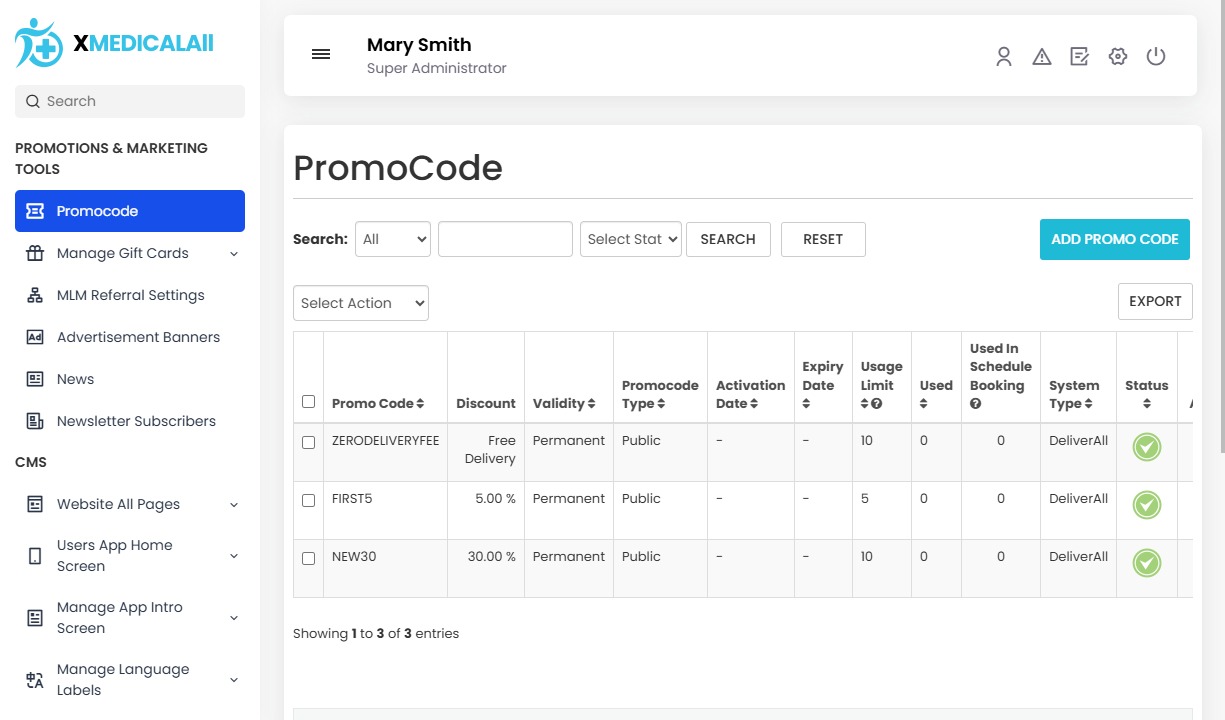 Manage Promocode