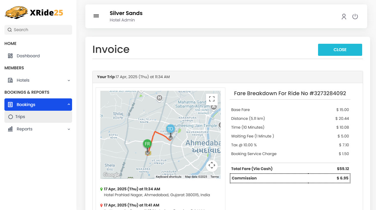 Trip invoice