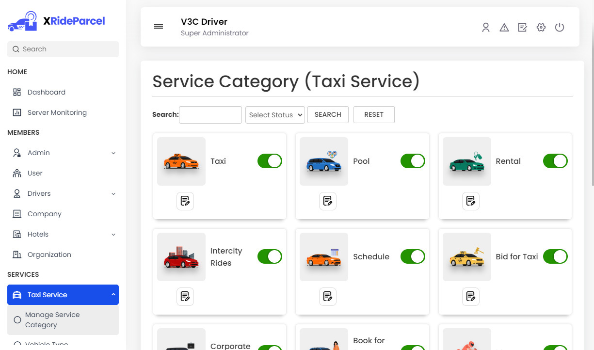 Manage Service Category