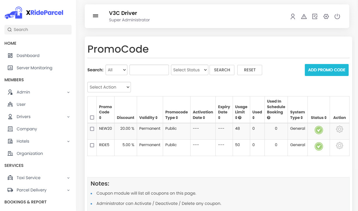 Manage Promo Code